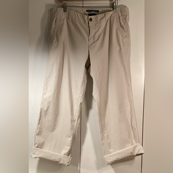 Gap brown and cream pinstriped cotton pants straight leg size 14 - Picture 8 of 11